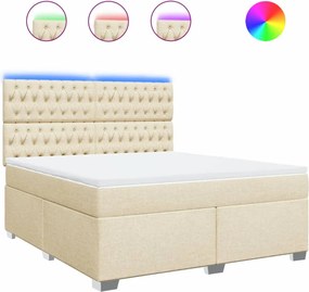 vidaXL Κρεβάτι Boxspring με Στρώμα Κρεμ 180x200 εκ. Υφασμάτινο
