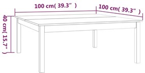 vidaXL Τραπεζάκι Σαλονιού Καφέ Μελί 100x100x40 εκ. Μασίφ Ξύλο Πεύκου