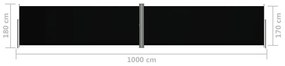 Σκίαστρο Πλαϊνό Συρόμενο Μαύρο 180 x 1000 εκ. - Μαύρο