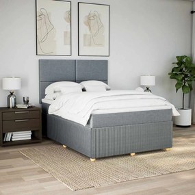 vidaXL Κρεβάτι Boxspring με Στρώμα Ανοιχτό Γκρι 140x200 εκ. Υφασμάτινο