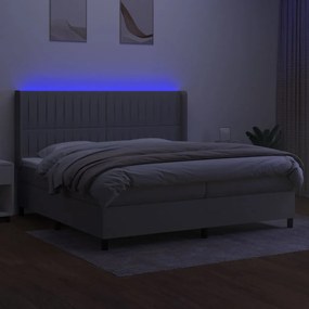 vidaXL Κρεβάτι Boxspring με Στρώμα &amp; LED Αν.Γκρι 200x200εκ. Υφασμάτινο