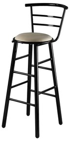 Bar stool No 163 Εκρού, Μαύρη δερματίνη