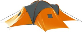 vidaXL Σκηνή Camping 9 Ατόμων Γκρι / Πορτοκαλί Υφασμάτινη
