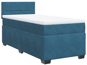 vidaXL Κρεβάτι Boxspring με Στρώμα Μπλε 90x200 εκ. Βελούδινο