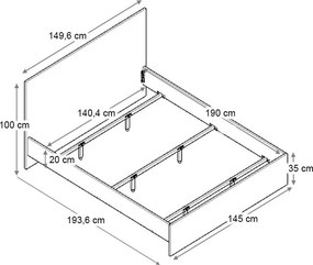 Κρεβάτι Troy Megapap χρώμα καρυδί 140x190εκ.