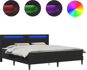 vidaXL Σκελετός κρεβατιού με στρώμα Μαύρο 180 x 200 cm Τεχνητό Δέρμα
