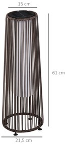 Φωτιστικό κήπου Outsunny, εξωτερικό φωτιστικό, ηλιακό, 8 ώρες λειτουργίας, αυτόματη λειτουργία, εμφάνιση rattan, 21,5 x 21,5 x 61 cm