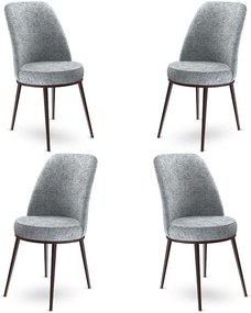 Καρέκλα Dexa Babyface (Σετ 4Τμχ) 240CHR1395 45x42x89cm Grey Μέταλλο,Ύφασμα