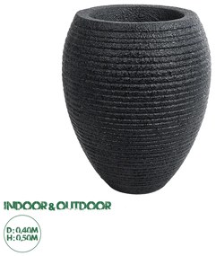 20716 GloboStar® Artificial Garden NASHVILLE 20716 Επιδαπέδιο Πολυεστερικό Τσιμεντένιο Κασπώ Γλάστρα - Flower Pot Μαύρο Φ40 x Υ50cm