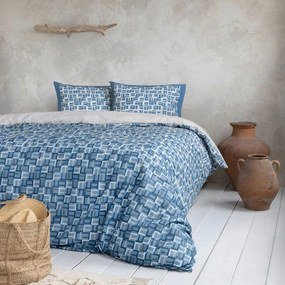 Σεντόνια Galley (Σετ 4τμχ) Blue-Beige Nima Queen Size 240x260cm 100% Cotton