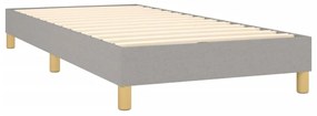 vidaXL Κρεβάτι Boxspring με Στρώμα Ανοιχτό Γκρι 100x200 εκ. Υφασμάτινο