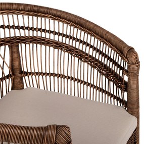 Καρέκλα - Πολυθρόνα MALAWI C9635.01 Ξύλο Μαόνι με Rattan Kαφέ και Λευκό Μαξιλάρι 80x70x86Υεκ. 80x70x86 εκ.