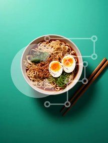 Intra Συλλεκτικό Ξύλινο Παζλ Plywood  4mm - Μπολ Ramen Noodles με μαλακά βραστά αυγά Σε Ξύλινο Κουτί - Διαστάσεις: 10x10 cm – 25 κομμάτια