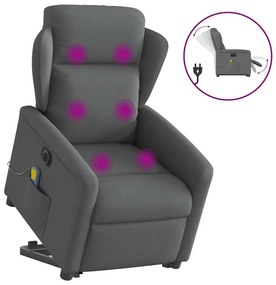 Πολυθρόνα Μασάζ Ηλεκ. Ανακλινόμενη Ανύψωση Σκ. Γκρι Υφασμάτινη