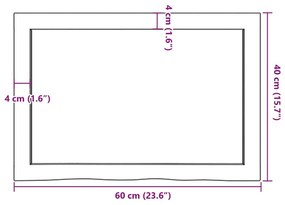 Ράφι Τοίχου Ανοιχτό Καφέ 60x40x(2-4)εκ. Επεξ. Μασίφ Ξύλο Δρυός - Καφέ