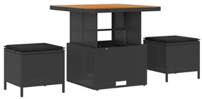 vidaXL 11 τεμαχίων Σετ Καναπέ Κήπου με Μαξιλάρια Μαύρο Πολυ Ρατάν Ακακία