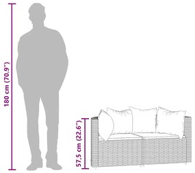 Καναπέδες Κήπου Γωνιακοί με Μαξιλάρια 2 τεμ. Μαύρο Συνθ. Ρατάν 319806