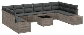 vidaXL Σετ Καναπέ Κήπου με μαξιλάρι 10 pcs Γκρι Πολυρατάν