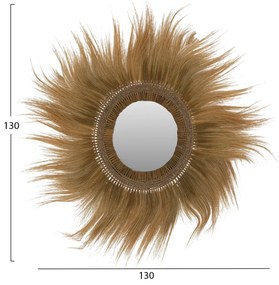 Καθρέπτης Τοίχου Στρόγγυλος από Ίνες Rayung Grass Πράσινο 130x4x130Y εκ. 130x4x130 εκ.