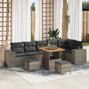 vidaXL Σετ Καναπέ Κήπου 9 pcs Γκρι συνθετικό ρατάν
