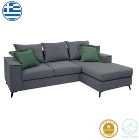 Γωνιακός καναπές Fabulous pakoworld αναστρέψιμος ύφασμα ανθρακί-κυπαρισσί 240x165x95εκ