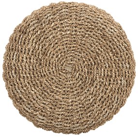 Σκάμπο Beam Ξύλο Τεακ και Seagrass Σε Φυσικό &amp; Λευκό Φ42x46Υεκ.