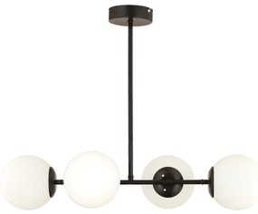 Φωτιστικό Κρεμαστό ArteLibre DELPHINUS Τετράφωτο Μαύρο/Λευκό Μέταλλο/Γυαλί 85x60cm