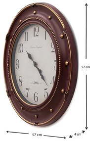 Πλαστικό ρολόι τοίχου σε χρώμα χρυσό/κόκκινο Φ60