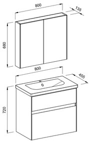 Πάγκος μπάνιου με Νιπτήρα MALAGA 80 Γκρί 80x45.5x72 εκ. 80x45.5x72 εκ.