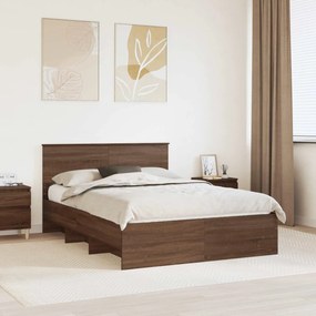 VidaXL Σκελετός Κρεβατιού Καφέ δρυς 150 x 200 cm Επεξεργασμένο Ξύλο