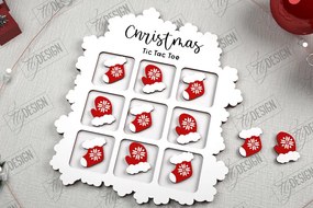 Σετ των 2 Intra απο ξύλο plywood 3mm-4mm πάχος - Χριστουγεννιάτικο Tic Tac Toe | Επιτραπέζιο παιχνίδι | CNC Δίασταση 15x15 cm INTRAFABR-107193333