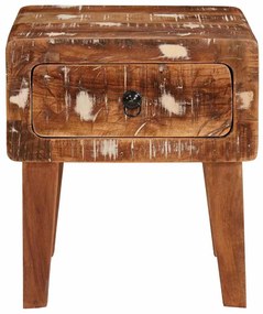 vidaXL End Table με συρτάρι Καφέ 40 x 32 x 46 εκ Στερεό Ανακτηθέν Ξύλο