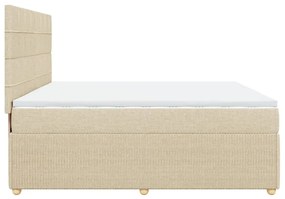 vidaXL Κρεβάτι Boxspring με Στρώμα Κρεμ 200x200 εκ. Υφασμάτινο