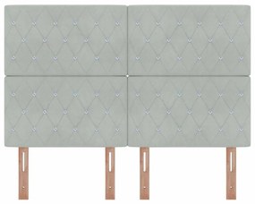 vidaXL Βελούδινο Κεφαλάρι Argyle Ανοιχτό γκρι 140 cm Βελούδο