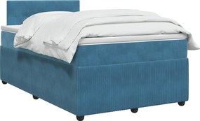 vidaXL Κρεβάτι box spring με στρώμα Μπλε 120 x 200 cm Βελούδο