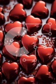 Intra Συλλεκτικό Ξύλινο Παζλ Plywood  4mm - Λαμπερά κόκκινα σχήματα καρδιάς με κομφετί Σε Ξύλινο Κουτί - Διαστάσεις Puzzle: 10x10 cm – 25 κομμάτια