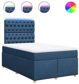 Κρεβάτι Boxspring με Στρώμα Μπλε 120x190 εκ. Υφασμάτινο - Μπλε