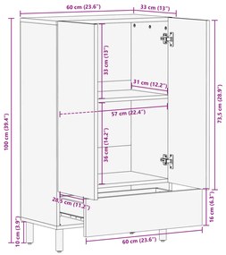 Ντουλάπι Μαύρο 60 x 33 x 110 εκ. από Επεξεργασμένο Ξύλο - Μαύρο