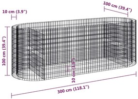 Συρματοκιβώτιο-Γλάστρα Υπερυψωμένη 300x100x100 εκ Γαλβ. Ατσάλι - Ασήμι