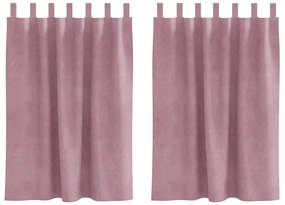 vidaXL Κουρτίνες με κουρτίνες 2 pcs Σκούρο Ροζ 140 x 140 cm Βελούδο