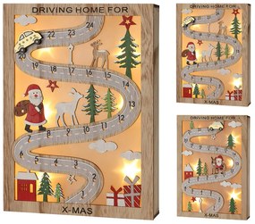 Ξύλινο χριστουγεννιάτικο ημερολόγιο με φωτισμό LED και διαστάσεις 20x4x28cm, σε 2 επιλογές σχεδίου