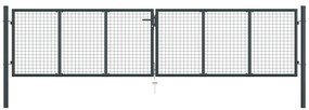 vidaXL Πόρτα Κήπου με Πλέγμα Γκρι 400x100 εκ. από Γαλβανισμένο Ατσάλι