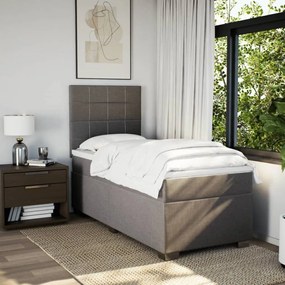 Κρεβάτι Boxspring με Στρώμα Taupe 90x200 εκ. Υφασμάτινο - Μπεζ-Γκρι