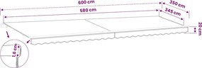 vidaXL Ανταλλακτικό Ύφασμα Τέντας Ανθρακί 600x350 εκ. Πολυεστέρας