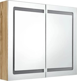 vidaXL Καθρέφτης Μπάνιου με Ντουλάπι &amp; LED Χρώμα Δρυός 80x12x68 εκ.