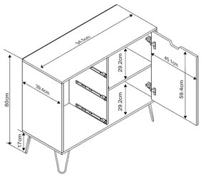 ARTIC ΚΟΜΟΤΑ SONOMA ΓΚΡΙ ΛΕΥΚΟ 94,5x40xH79,9cm