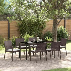 vidaXL Σέτ φαγητού για κήπο 7 pcs Καφέ και Μαύρο Ράτα PE