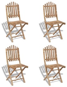 Καρέκλες Πτυσσόμενες 4 τεμ. από Μπαμπού - Καφέ