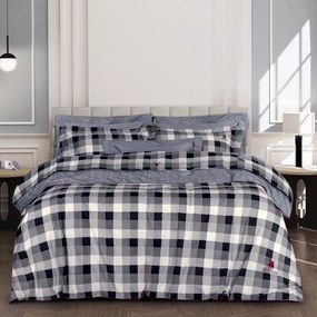 Σεντόνια 2177 (Σετ 4τμχ) Black-Grey Greenwich Polo Club Queen Size 230x260cm 100% Cotton Satin