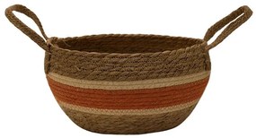 Καλάθι Ψάθινο 00.06.61096 Φ28x17cm Natural-Red Mat